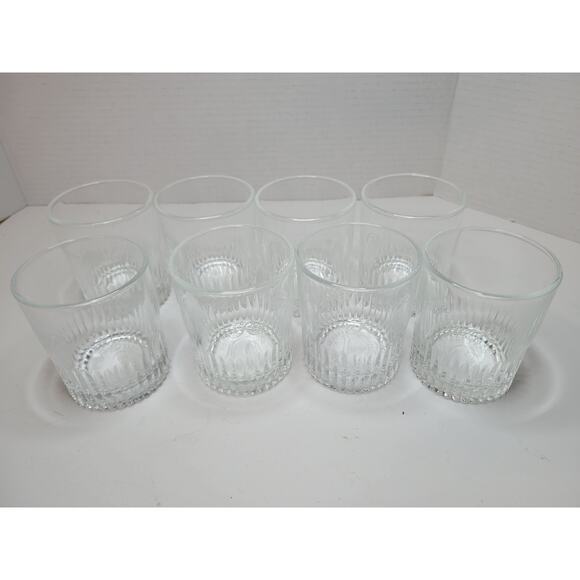Vintage‎ CROWN ROYAL Embossed-Bottom Round Rocks Etched Whiskey Glass (set of 8) - Picture 1 of 8